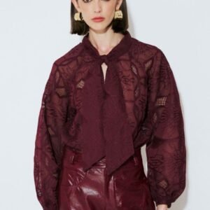 CAMISA AVERY CHIFFON BORDADO VINHO