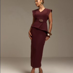 VESTIDO MIDI PEPLUM