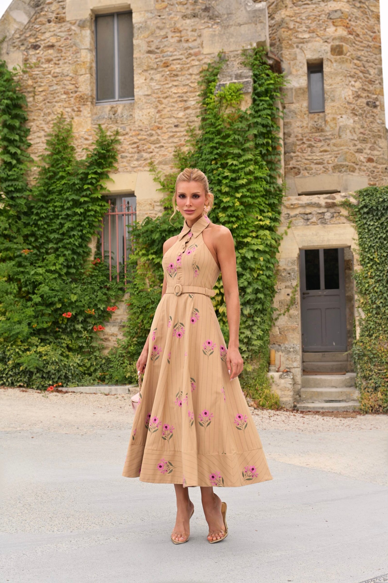 VESTIDO MIDI GOLA ALTA
